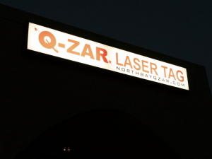 Q-Zar Rohnert Park, exterior business signs, large signs, wide-format printing, durable outside signs, translucent cut vinyl, lexan panel, exterior sign cabnet, signs, Wine Country Signs, AJ Printing and Graphics, Rohnert Park 