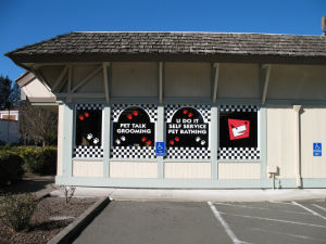 Pet Talk Dog Grooming, Rohnert Park, Gerber 200 High Perfromance Vinyl, blotter cutter, Sonoma County, print, signs, window graphics, graphic design, eye-catching desig, Wine Country Signs, AJ Printing & Graphics and Wine Country Signs