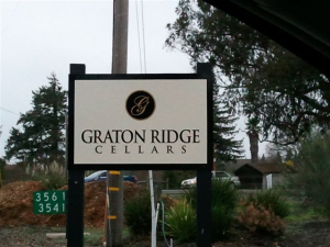 Graton Ridge Cellars, digital printing, wineries, signs, logo design, Sonoma County, California, Santa Rosa, installation and delivery, print and signage, AJ Printing & Graphics and Wine Country Signs