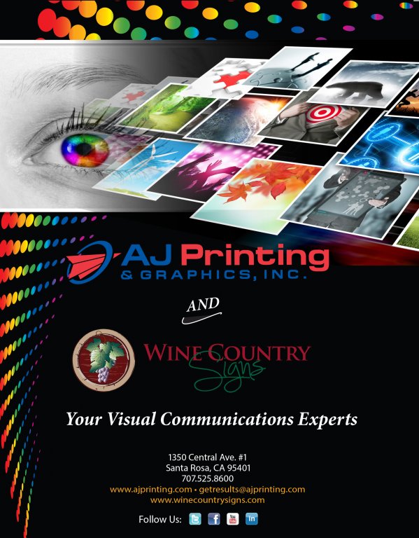 AJ Printing & Graphics brochure, services, graphic design, graphics, Sonoma County, Santa Rosa, brochure, Wine Country Signs, signs, large format, colorful graphics, graphic and printing services, visual communications, marketing, visual communication experts