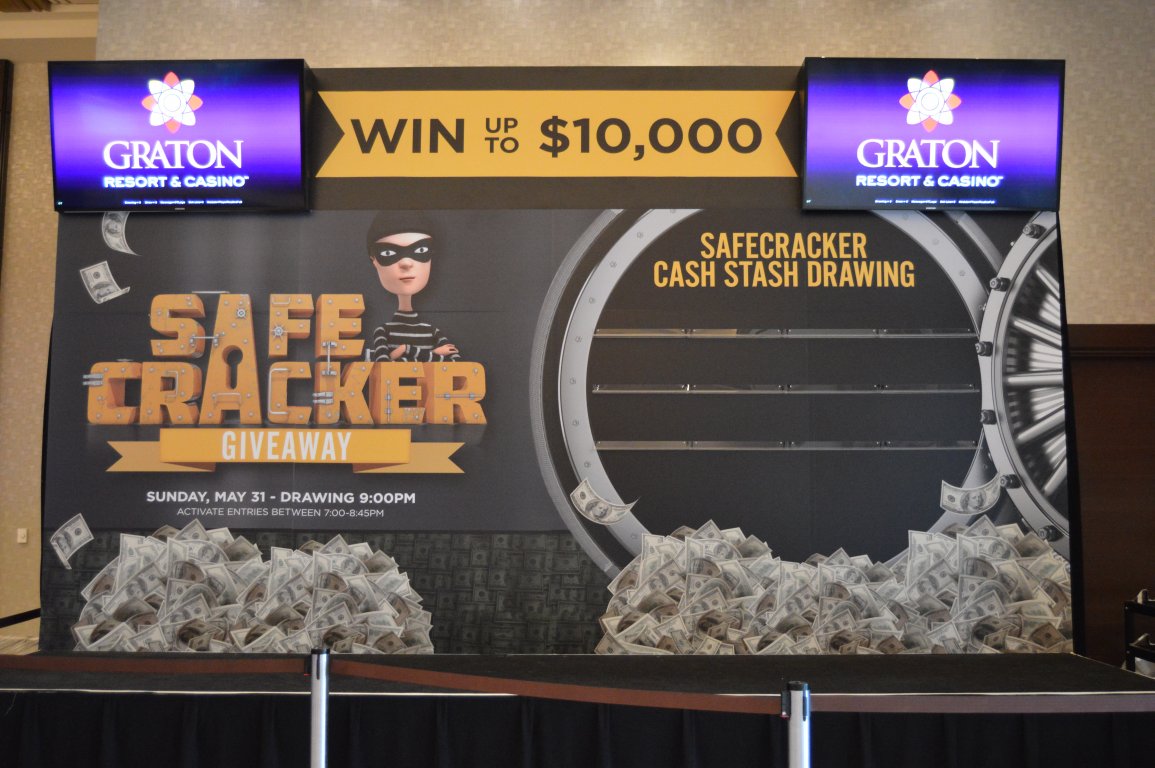 Graton Resort & Casino, Rohnert Park, California, safe cracker giveaway, casinos, vinyl signs, removable signs, wall signs, mdo, medium density overlay, hard enamel paint, sign makers plywood, durable signs, indoor and outdoor, permanent signage