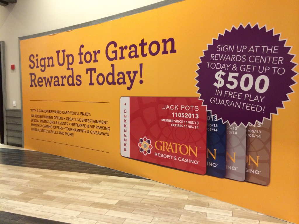 Graton Resort and Casino Rohnert Park, California, wall decals, large format printing, digital printing, marketing, advertising, AJ Printing and Graphics and Wine Country Signs